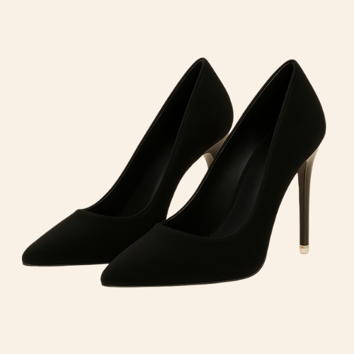 Escarpins ZÉA - Talon Aiguille 12cm Flock Noir