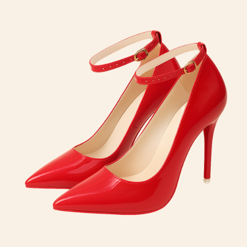 Escarpins ADÈLE - Talon Aiguille 10cm Cuir Verni Rouge