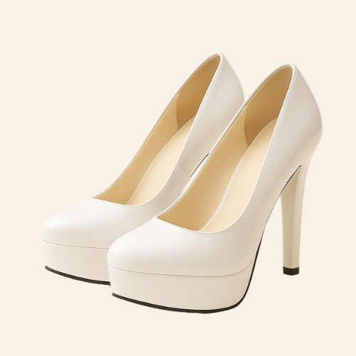 Escarpins AVA - Talon Carré 10cm Cuir Végan Blanc