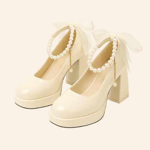 Escarpins LÉA - Talon Carré 8cm Bout Rond Beige