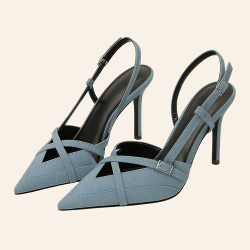 Escarpins NAËLA - Talon Aiguille 8cm Bride Bleu