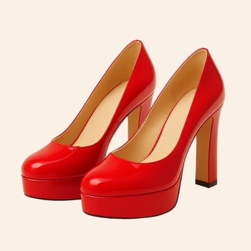 Escarpins NAYA - Talon Carré 10cm Cuir Végan Rouge