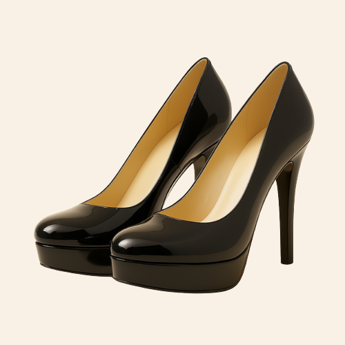 Escarpins IRIS - Talon Carré 10cm Cuir Végan Noir