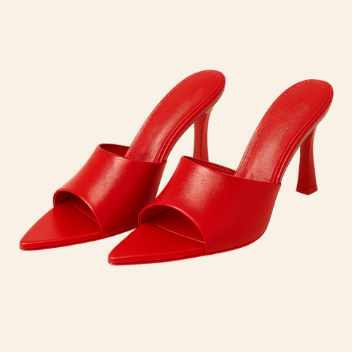 Escarpins MAELYS - Talon Sabot 7,5cm Cuir Rouge