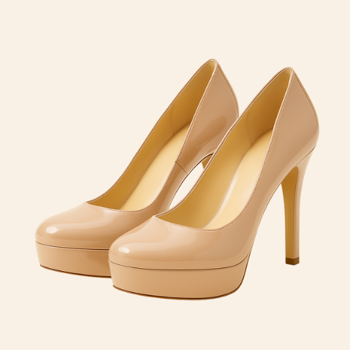 Escarpins MAËLIS - Talon Carré 10cm Cuir Végan Beige