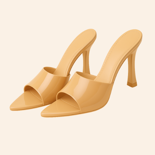 Escarpins ALYÉA - Talon Sabot 7.5cm Cuir Beige