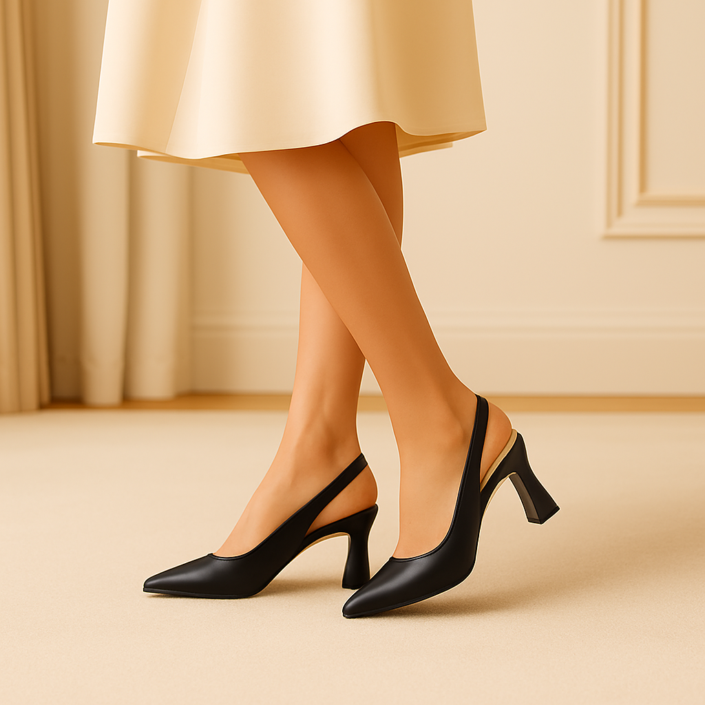 Escarpins ÉLÉONORE - Talon Carré 7cm Noir