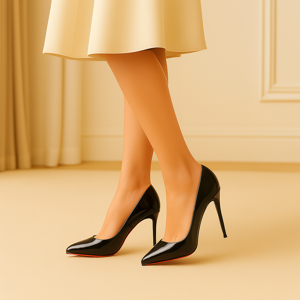 Escarpins VANIA - Talon Aiguille 12cm Cuir Verni Noir