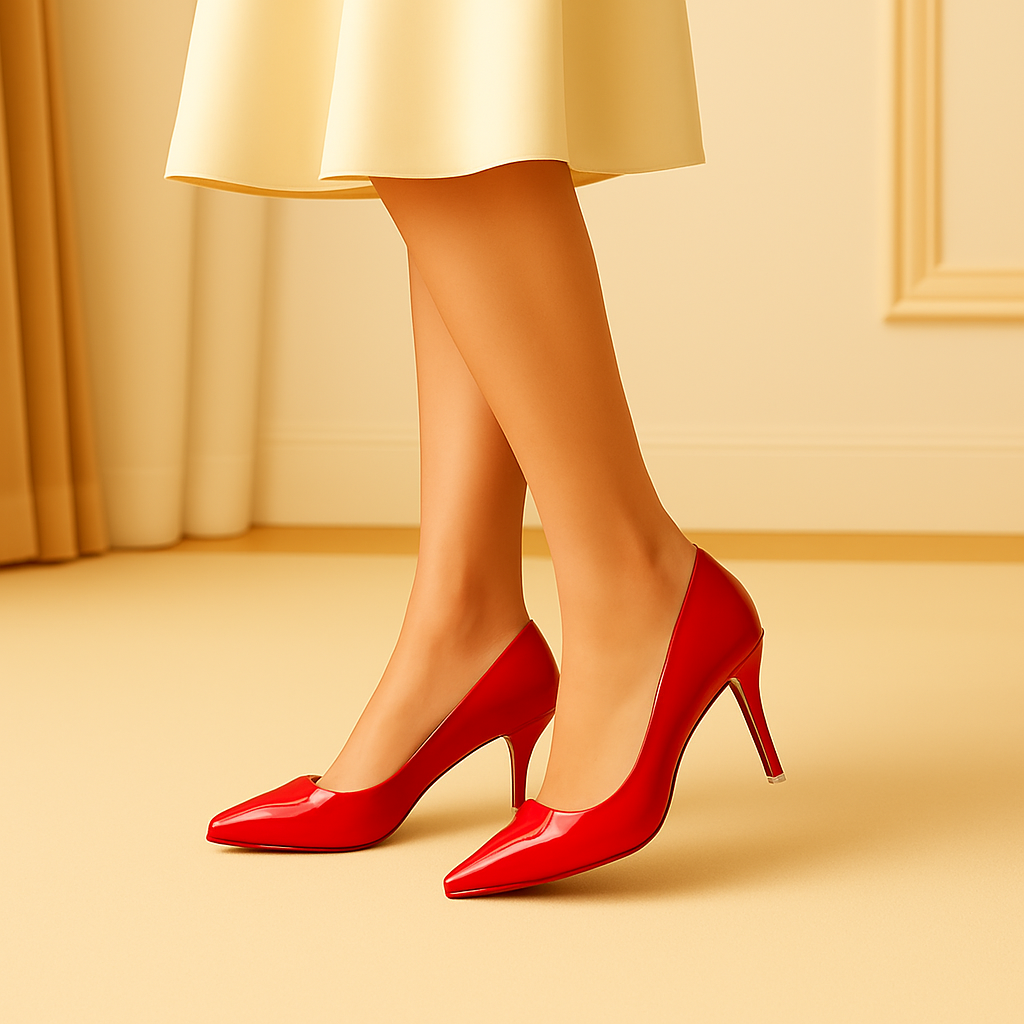 Escarpins LEYNA - Talon Aiguille 8cm Bout Pointu Rouge