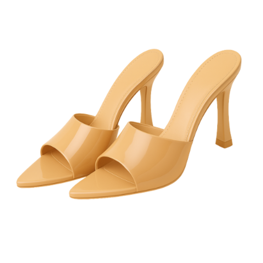 Escarpins ALYÉA - Talon Sabot 7.5cm Cuir Beige