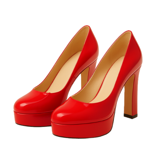 Escarpins NAYA - Talon Carré 10cm Cuir Végan Rouge