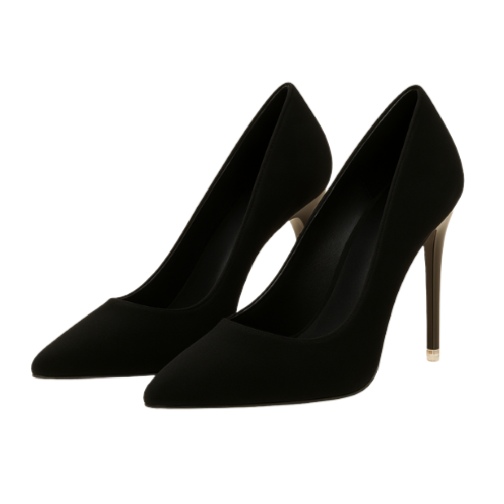 Escarpins ZÉA - Talon Aiguille 12cm Flock Noir