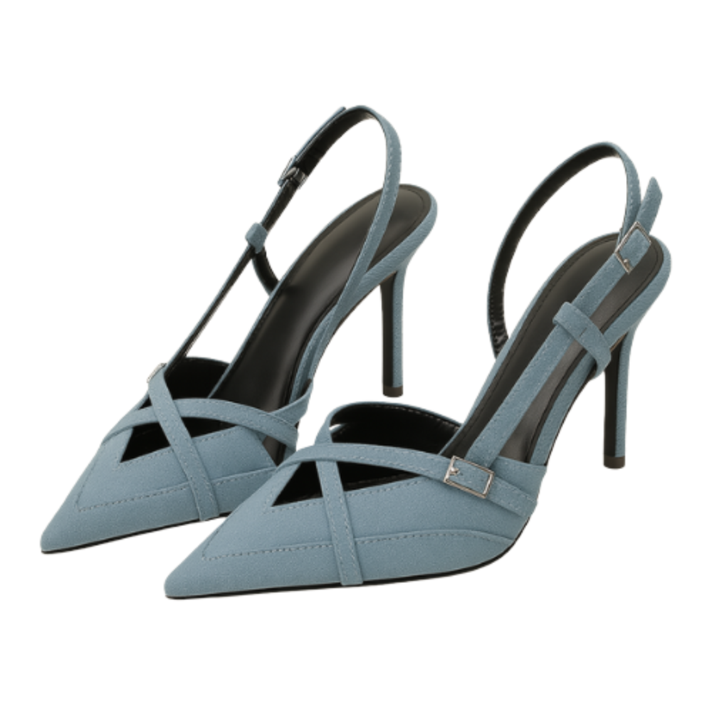 Escarpins NAËLA - Talon Aiguille 8cm Bride Bleu