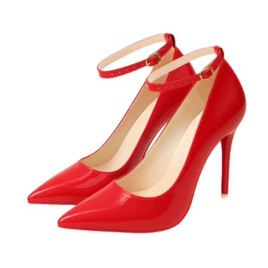 Escarpins ADÈLE - Talon Aiguille 10cm Cuir Verni Rouge
