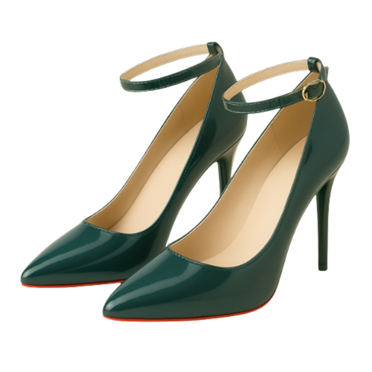 Escarpins NAOMI - Talon Aiguille 12cm Cuir Verni Vert